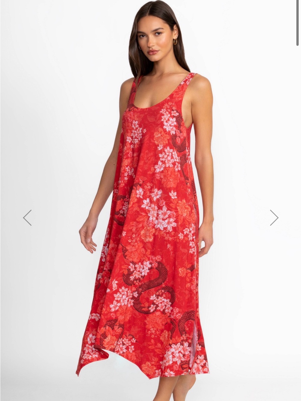 Johnny Was Orange Floral & Snake Print Maxi Dress Size Large